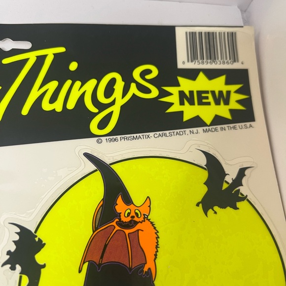 VTG 1996 Prismatix Halloween Vinyl Window  Clings Owl Bat Scarecrow Pumpkin Cats - Picture 6 of 11